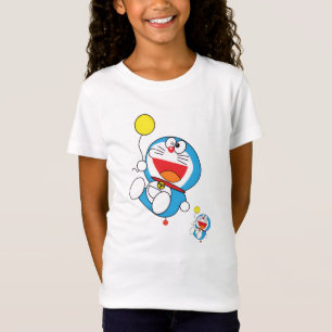 Playful Blue Robot Cat with Balloon – Fun Anime St T-Shirt
