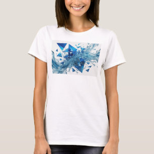 Playful Blue WATER AND METAL Artistic Motif T-Shirt