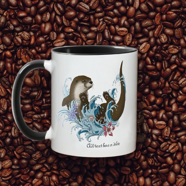 Playful Blue Whimsical River Otter Splash Cute Mug (Creator Uploaded)