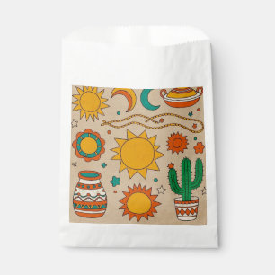 Playful Bohemian Patterns Hand-drawn suns, moons Favour Bags