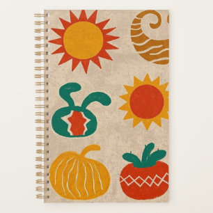 Playful Bohemian Patterns Hand-drawn suns, moons Planner