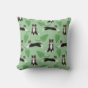 Playful Border Collie Pattern Cushion