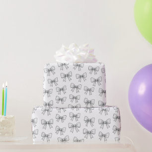 Playful Bow Doodle Pattern Neutral Wrapping Paper