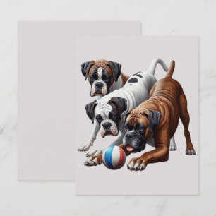 Playful Boxer Dogs and Ball: Fun in Every Fetch! Card