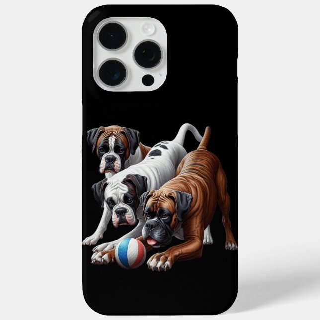 Playful Boxer Dogs and Ball: Fun in Every Fetch! Case-Mate iPhone Case (Back)