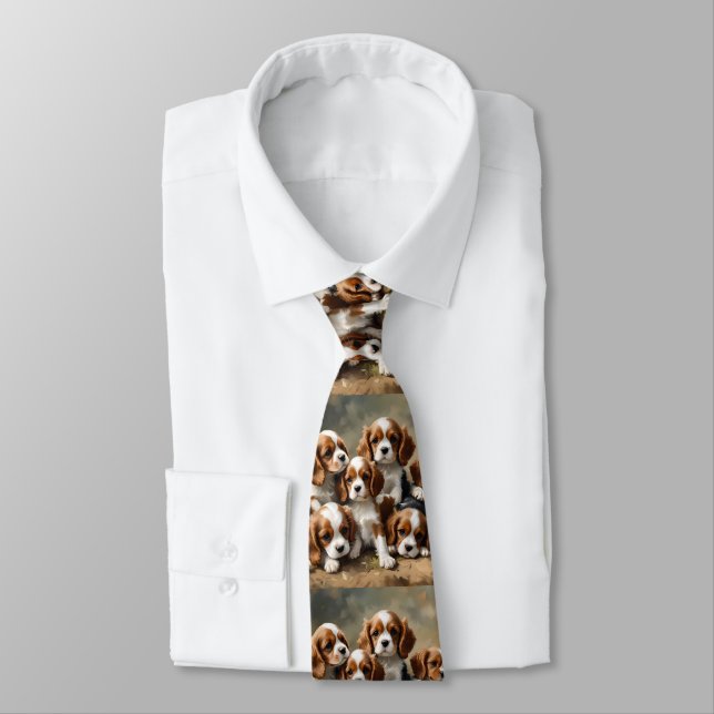 Playful Brown And White Cavalier Spaniel Puppies, Tie (Tied)