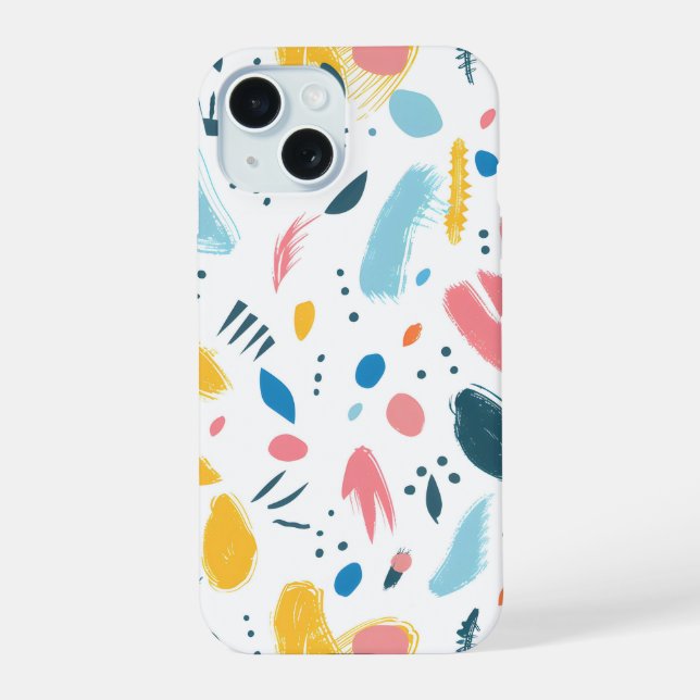 Playful Brushstrokes iPhone 15 Case (Back)