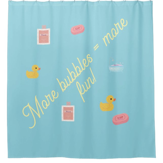 Playful Bubble Fun Shower Curtain – "More Bubbles  (Front)