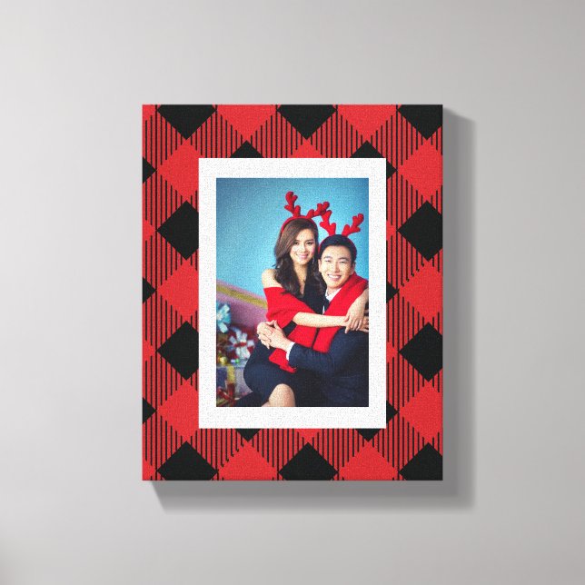 Playful Buffalo Plaid Photo Canvas Print (Front)