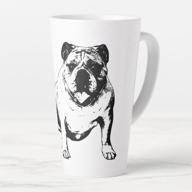 Playful Bulldog Design Latte Mug (Right Angle)