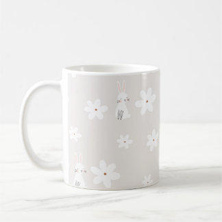 Playful Bunny and Floral Mug