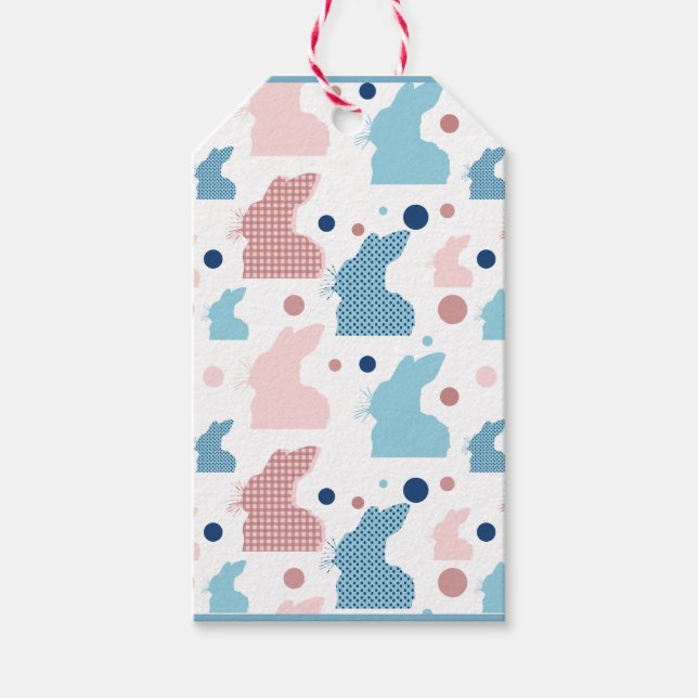 Playful Bunny Silhouette Pattern Gift Tags (Front)