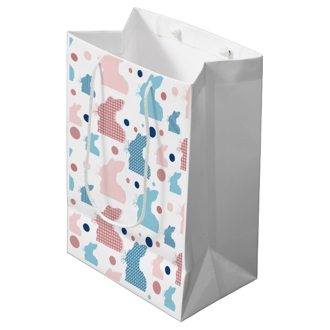 Playful Bunny Silhouette Pattern Medium Gift Bag (Front Angled)