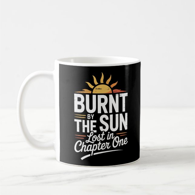 Playful Burnt Sun Reading Quote Black and White Coffee Mug (Left)