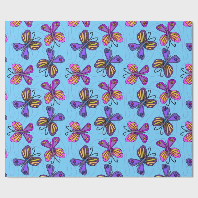 Playful Butterflies Wrapping Paper (Flat)