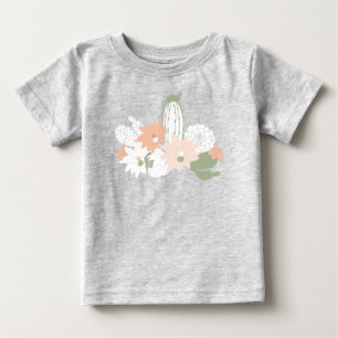 Playful Cacti Cactus Peach Green Floral Motifs Baby T-Shirt