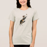 Playful Calico Cat & Butterfly Watercolor Women's