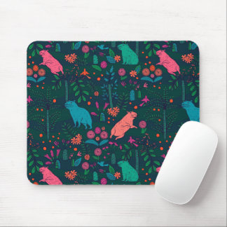 Playful Capybara in the Forest – Tropical Seamless Mouse Mat