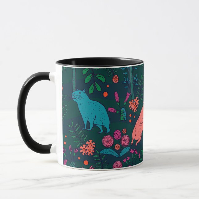 Playful Capybara in the Forest – Tropical Seamless Mug (Left)