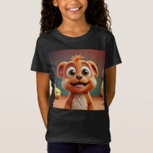 Playful Cartoon Animal Tee for Girls – Bright & Fu