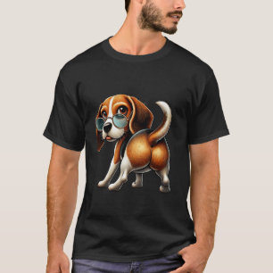 Playful Cartoon Beagle Dog Illustration T-Shirt