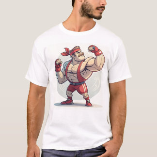 Playful Cartoon Bodybuilder Illustration T-Shirt