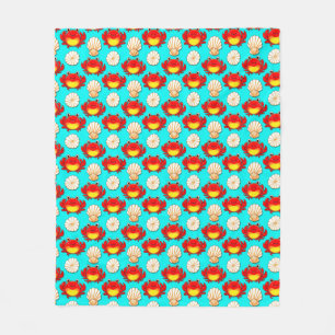 Playful Cartoon Crabs and Seashells Pattern Fleece Blanket