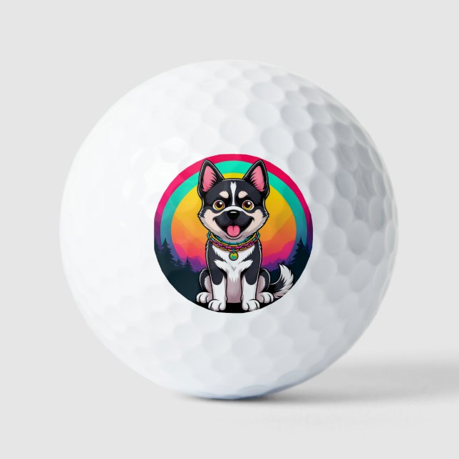 Playful Cartoon Dog Golf Balls (Front)