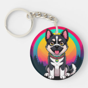 Playful Cartoon Dog Key Ring