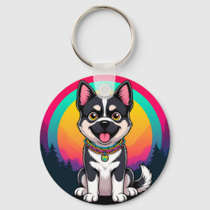 Playful Cartoon Dog Key Ring