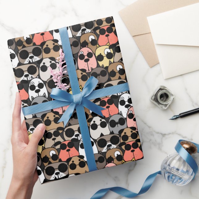 Playful Cartoon Dogs Wrapping Paper (Gifting)
