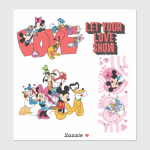 Playful Cartoon Icons Love-Themed Sticker Sheet"