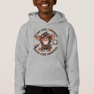 Playful Cartoon Monkey   Kids Pullover Hoodie