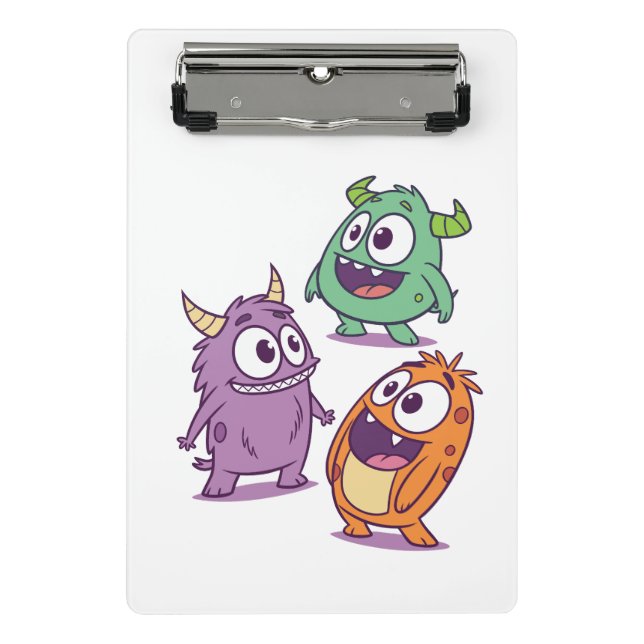Playful Cartoon Monsters – Cute Big-Eyed Character Mini Clipboard (Front)
