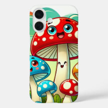 Playful Cartoon Mushrooms in a Whimsical World