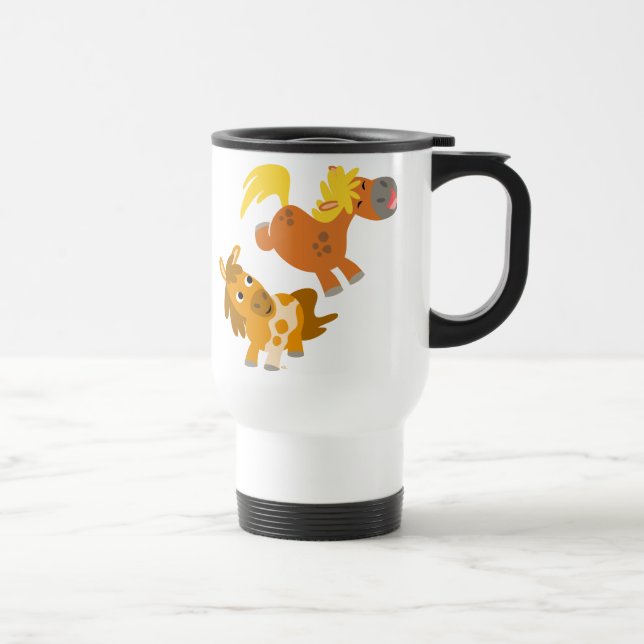 Playful Cartoon Ponies Travelling Mug (Right)
