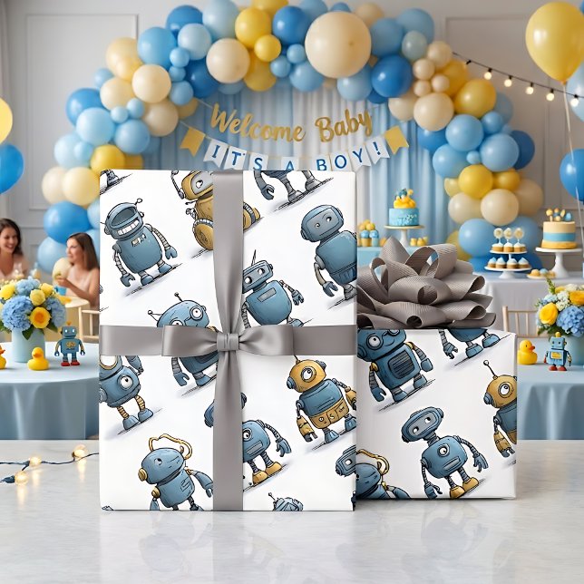 Playful Cartoon Robot Wrapping Paper (Creator Uploaded)