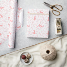 Playful Cat and Yarn Ball Pattern Light Coral Pink