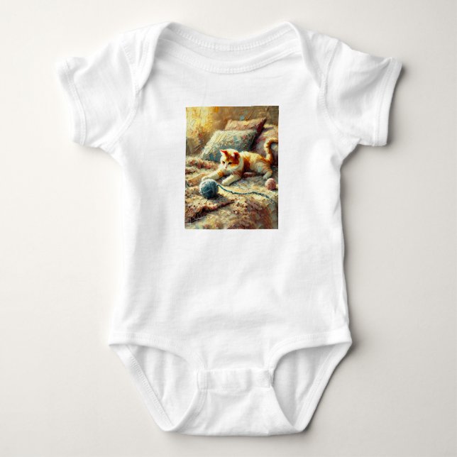 Playful cat baby bodysuit (Front)