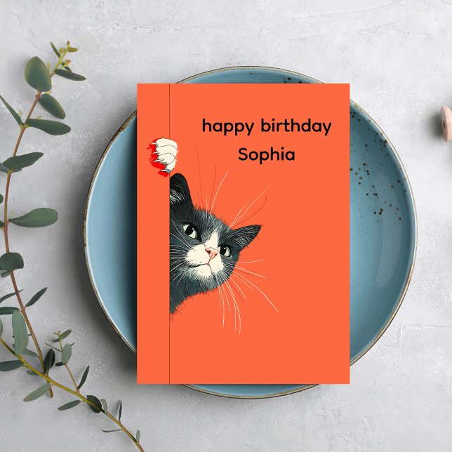 Playful Cat Birthday Greeting Card (Creator Uploaded)