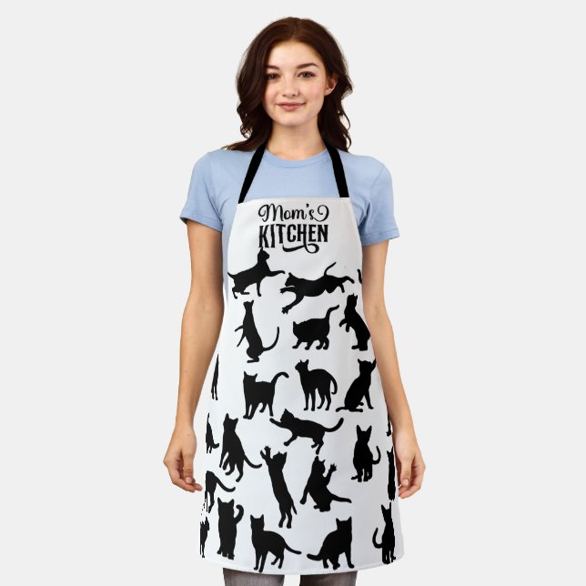 Playful Cat Design for Cat Ladies, Cute Cat Lovers Apron (Worn)