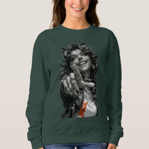 Playful Cat-Eared Girl Sweatshirt