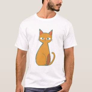 Playful Cat in Naive Illustration Style T-Shirt