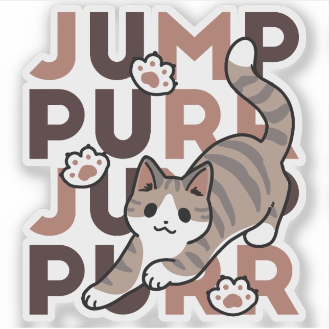 Playful Cat Jump Design - Jump Purr Pun Artwork (Front)