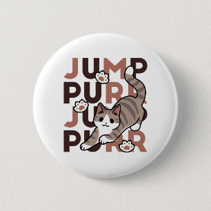 Playful Cat Jump Design - Jump Purr Pun Artwork 6 Cm Round Badge