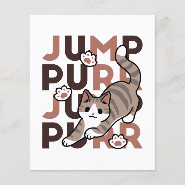 Playful Cat Jump Design - Jump Purr Pun Artwork Flyer (Front)