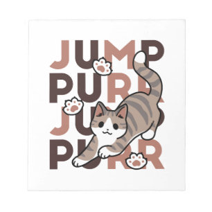 Playful Cat Jump Design - Jump Purr Pun Artwork Notepad