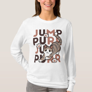 Playful Cat Jump Design - Jump Purr Pun Artwork T-Shirt