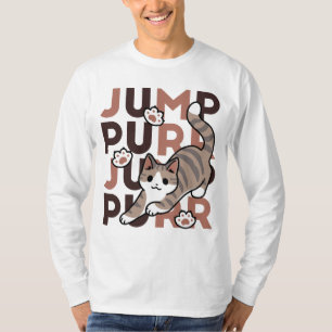 Playful Cat Jump Design - Jump Purr Pun Artwork T-Shirt