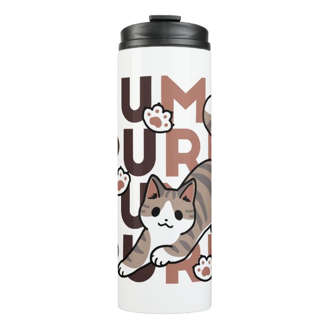 Playful Cat Jump Design - Jump Purr Pun Artwork Thermal Tumbler (Front)